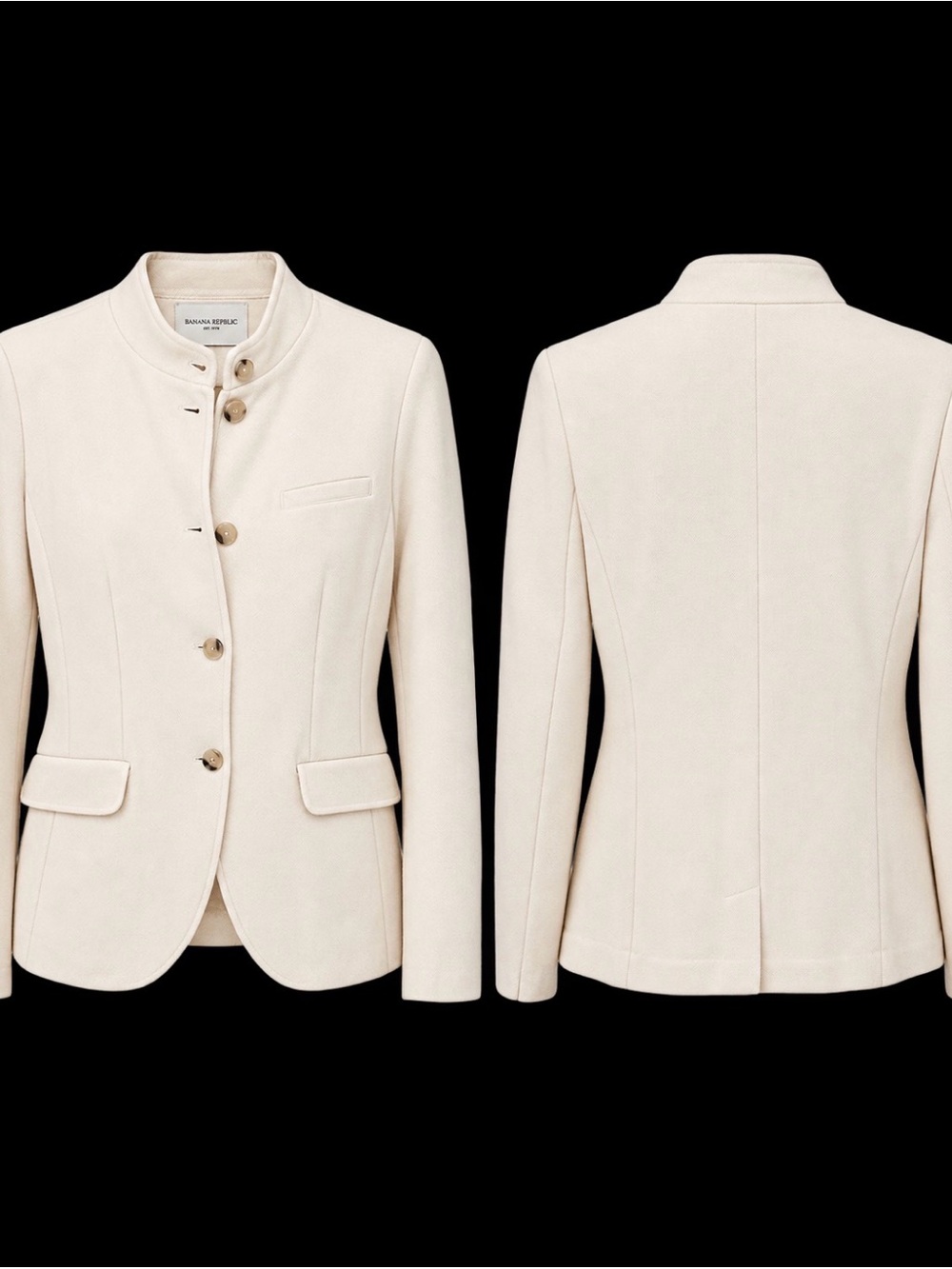 Banana Republic Cream Stand-Neck Single-Breasted Blazer